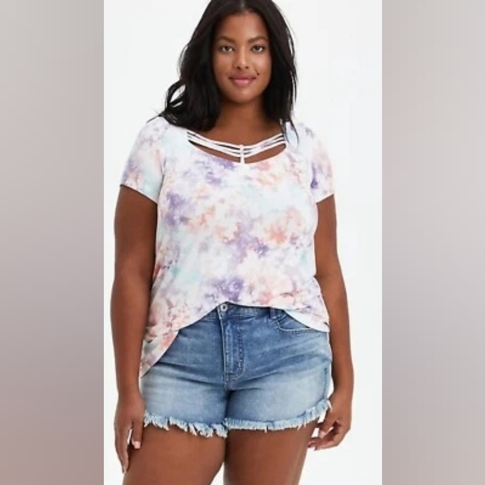 Torrid Size 2x Super Soft Scoop Neck Strappy Tie Dye Shirt